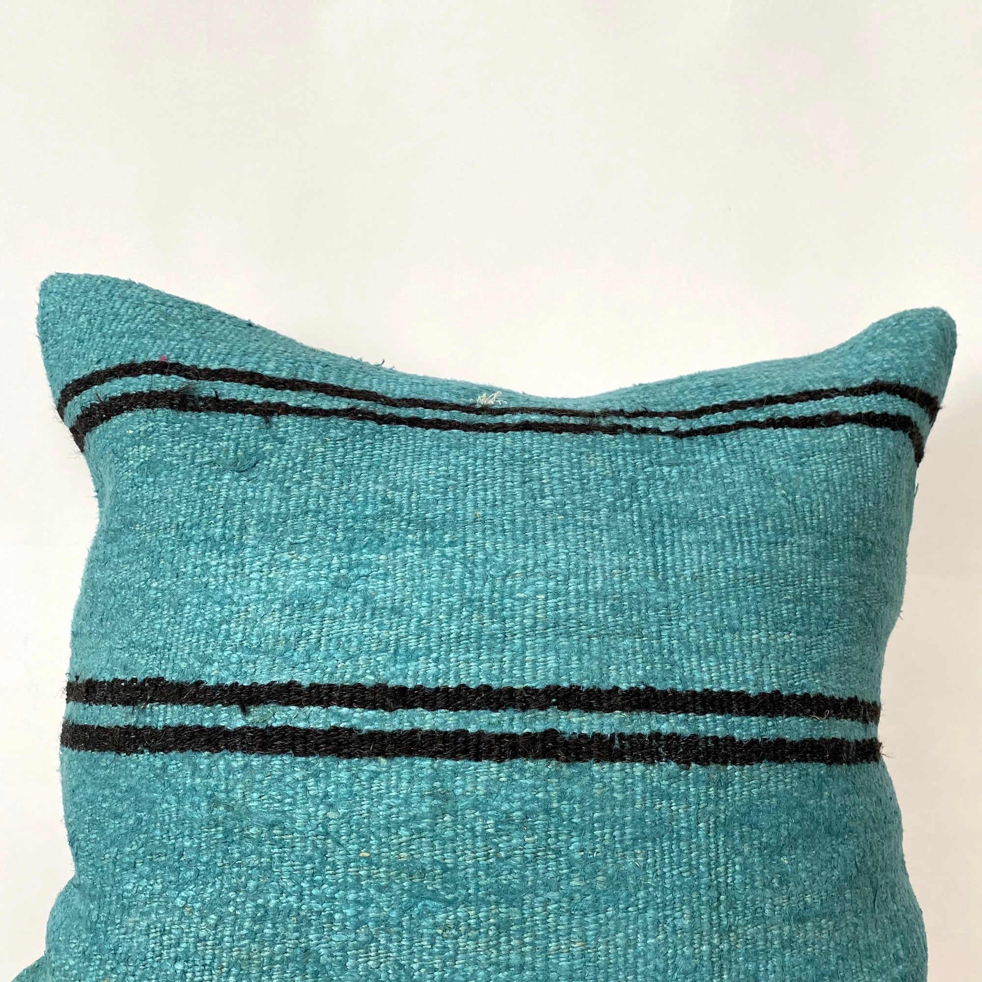 Giadana - Turquoise Hemp Pillow Cover - kudenrugs