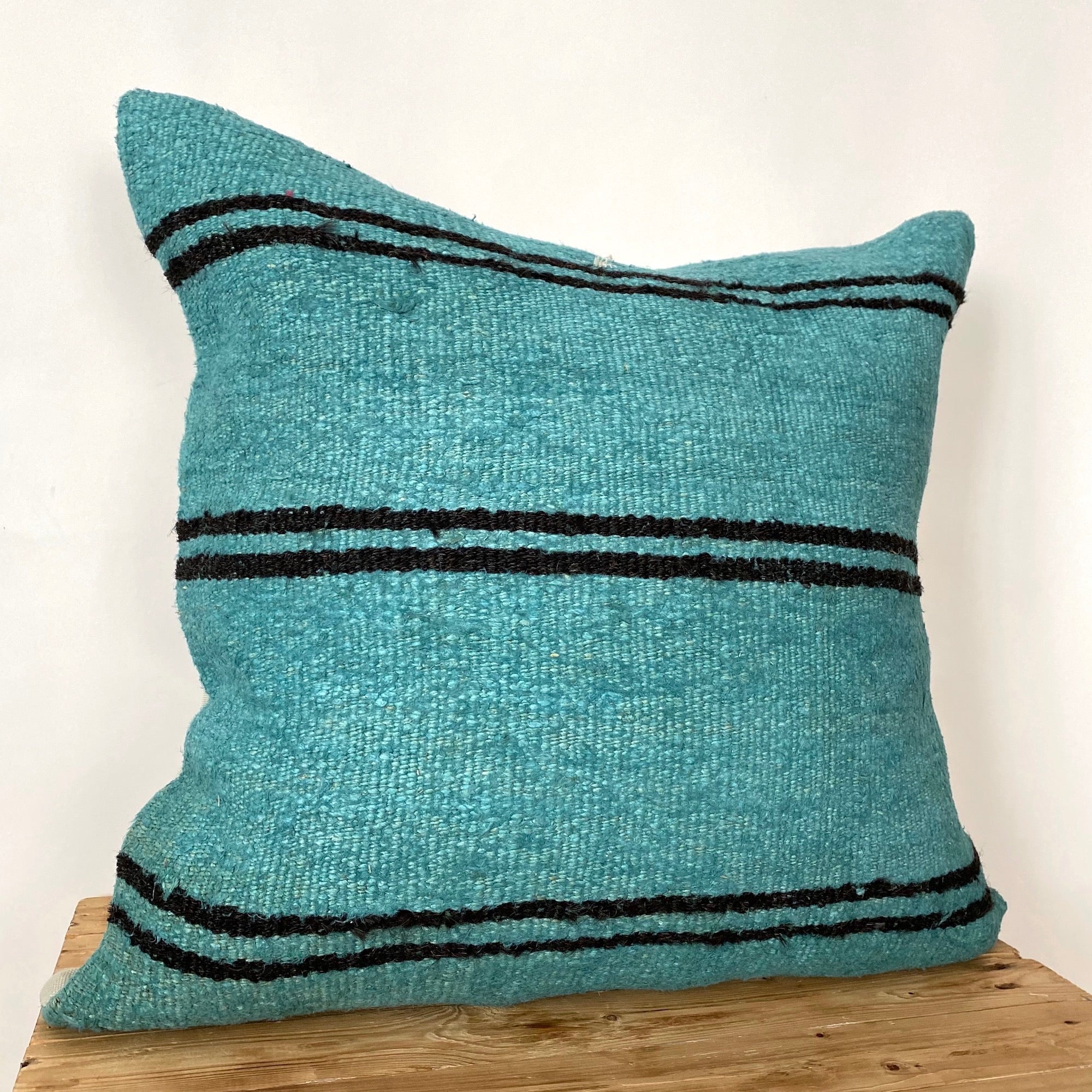 Giadana - Turquoise Hemp Pillow Cover - kudenrugs