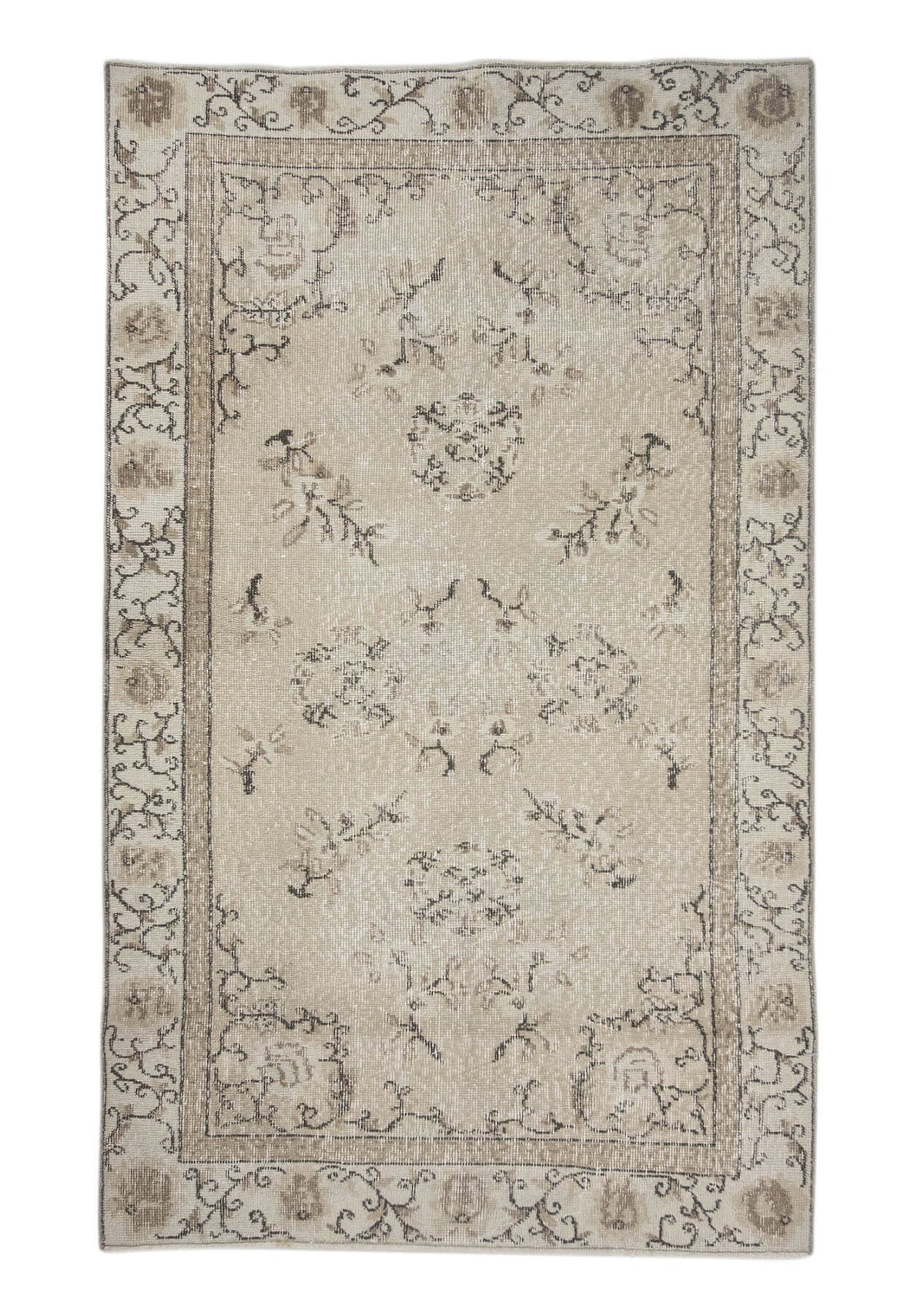 Alisha - Vintage Beige Antique Washed Rug - kudenrugs