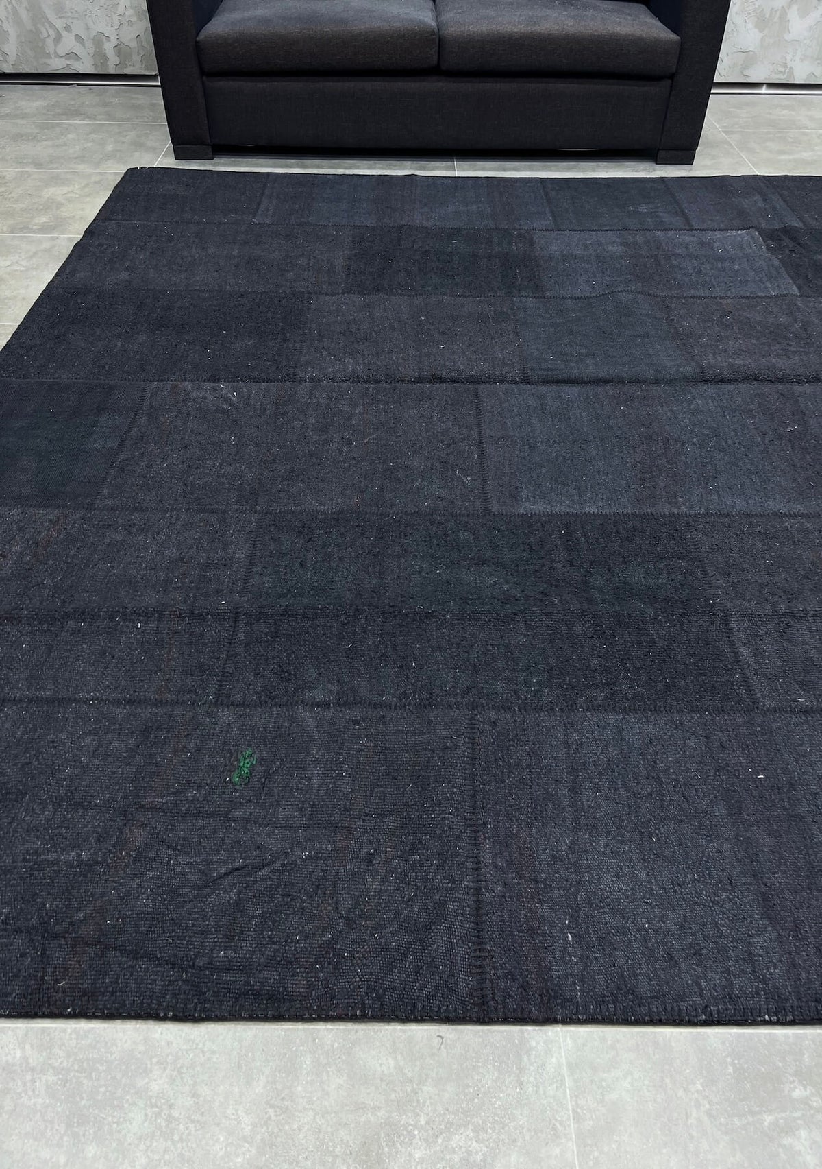 Alissa - Vintage Black Patchwork Rug - kudenrugs