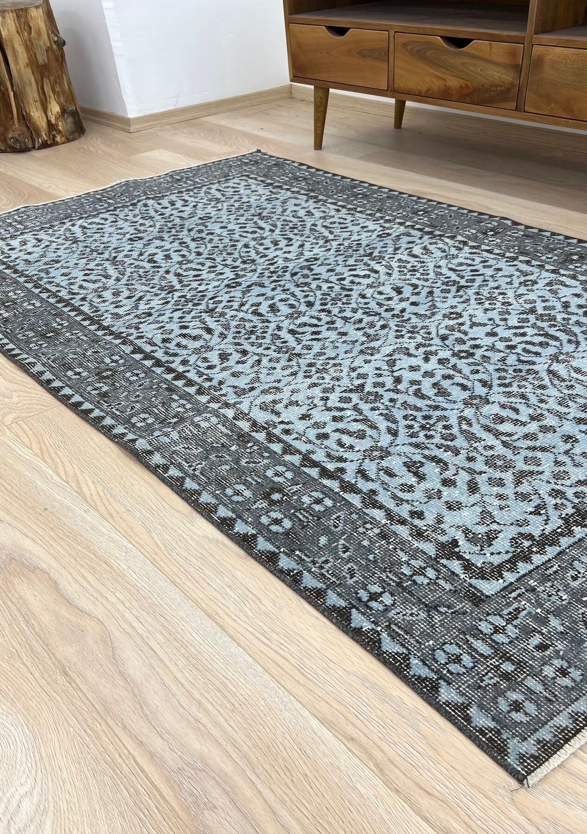 Aliza - Vintage Blue Overdyed Rug - kudenrugs