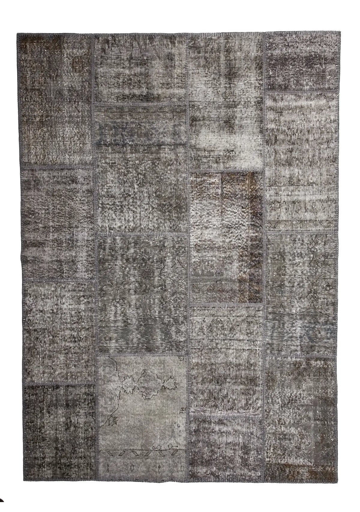 Allirea - Vintage Gray Patchwork Rug - kudenrugs