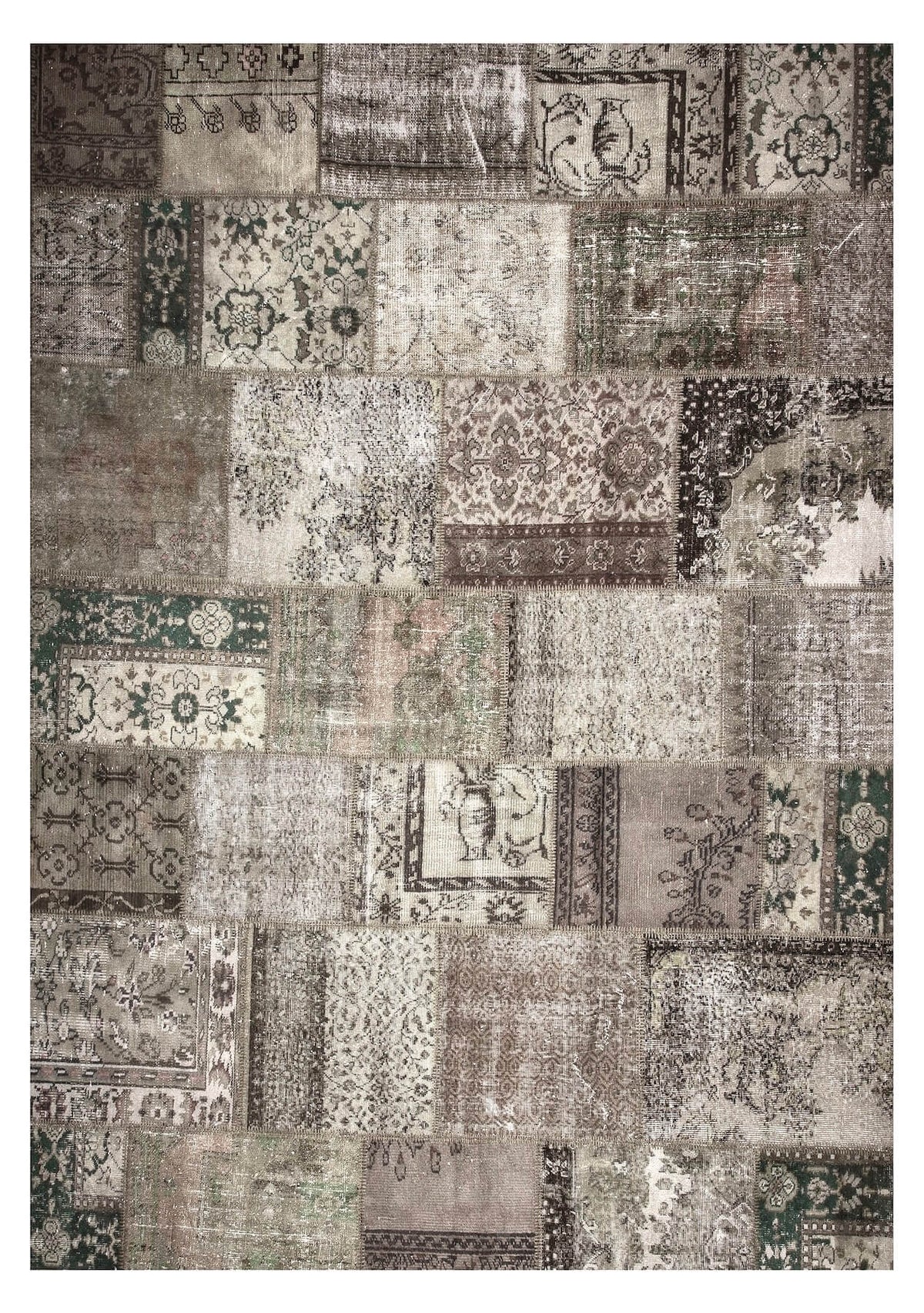 Amina - Vintage Brown Patchwork Rug - kudenrugs