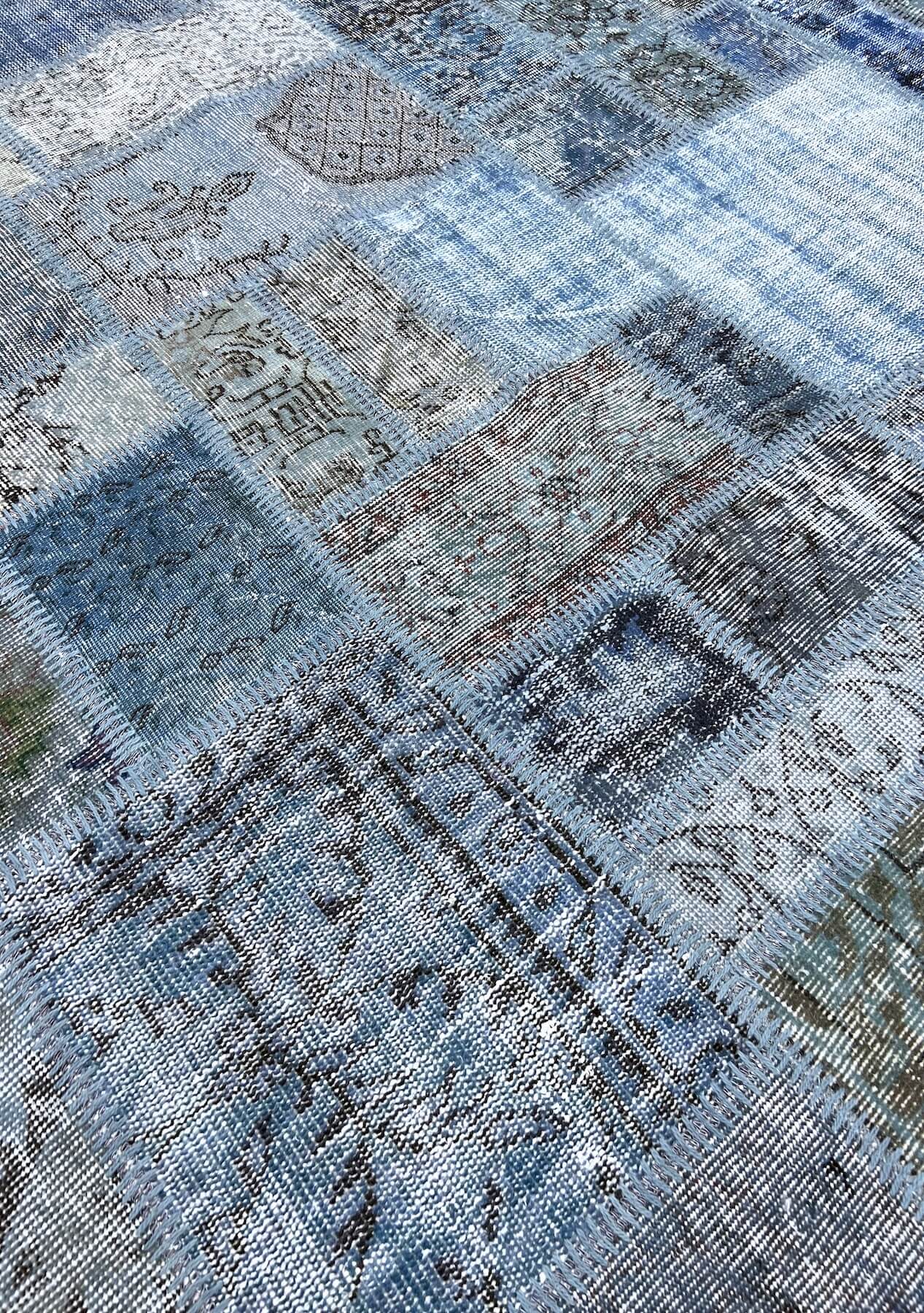 Amiyah - Vintage Blue Patchwork Rug - kudenrugs