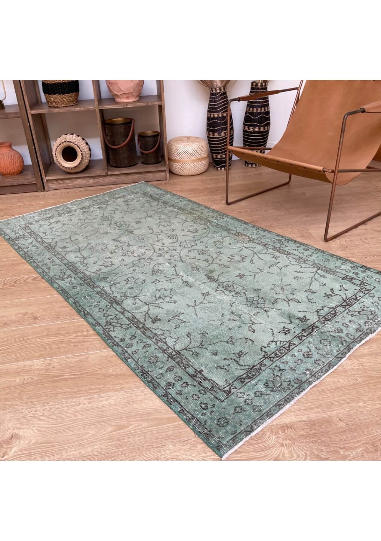Ann - Vintage Green Overdyed Rug - kudenrugs