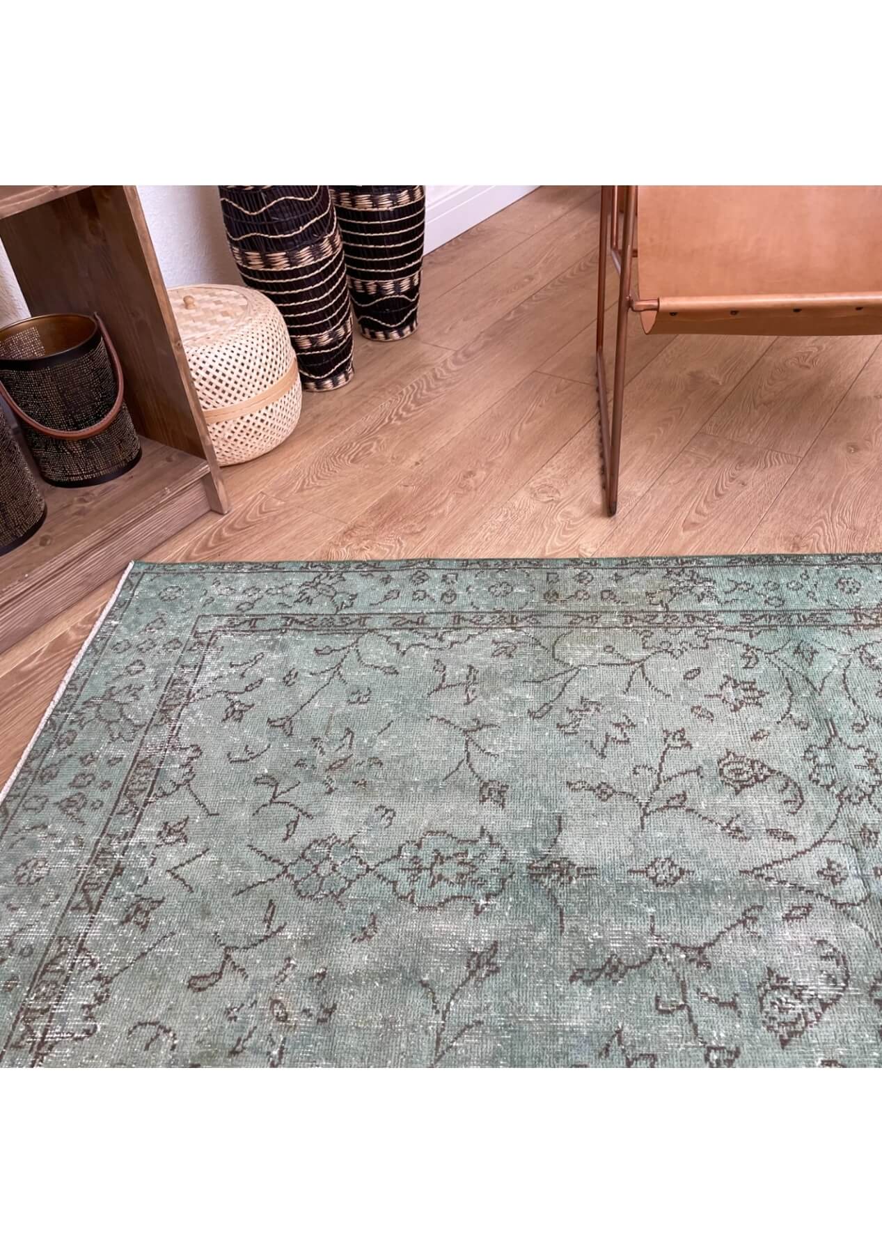 Ann - Vintage Green Overdyed Rug - kudenrugs
