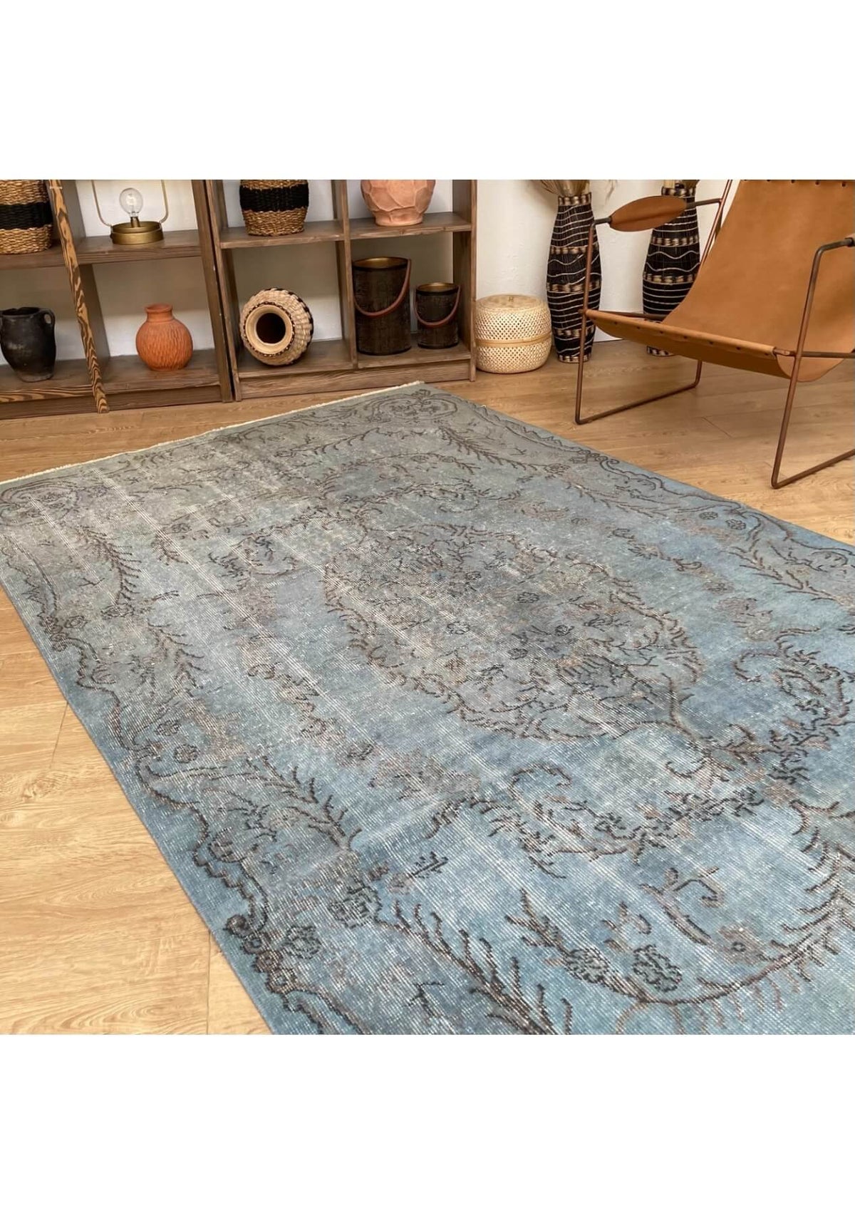 Annie - Vintage Blue Overdyed Rug - kudenrugs