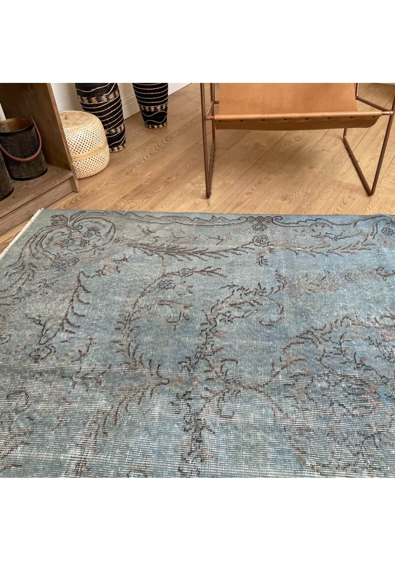Annie - Vintage Blue Overdyed Rug - kudenrugs