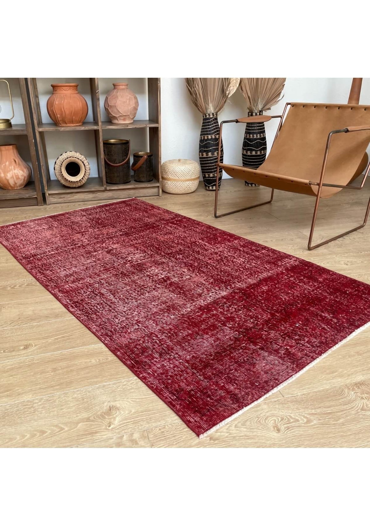 Avah - Vintage Red Overdyed Rug - kudenrugs