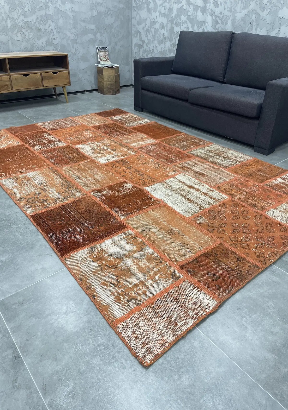 Baako - Vintage Orange Patchwork Rug - kudenrugs