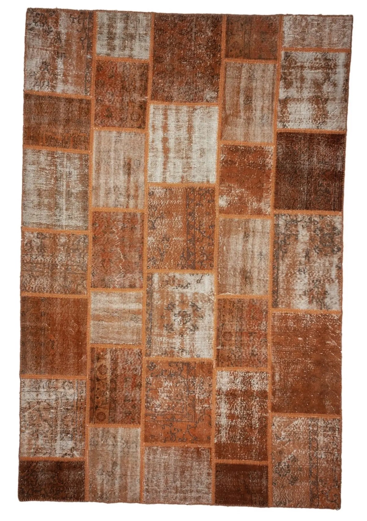 Baako - Vintage Orange Patchwork Rug - kudenrugs