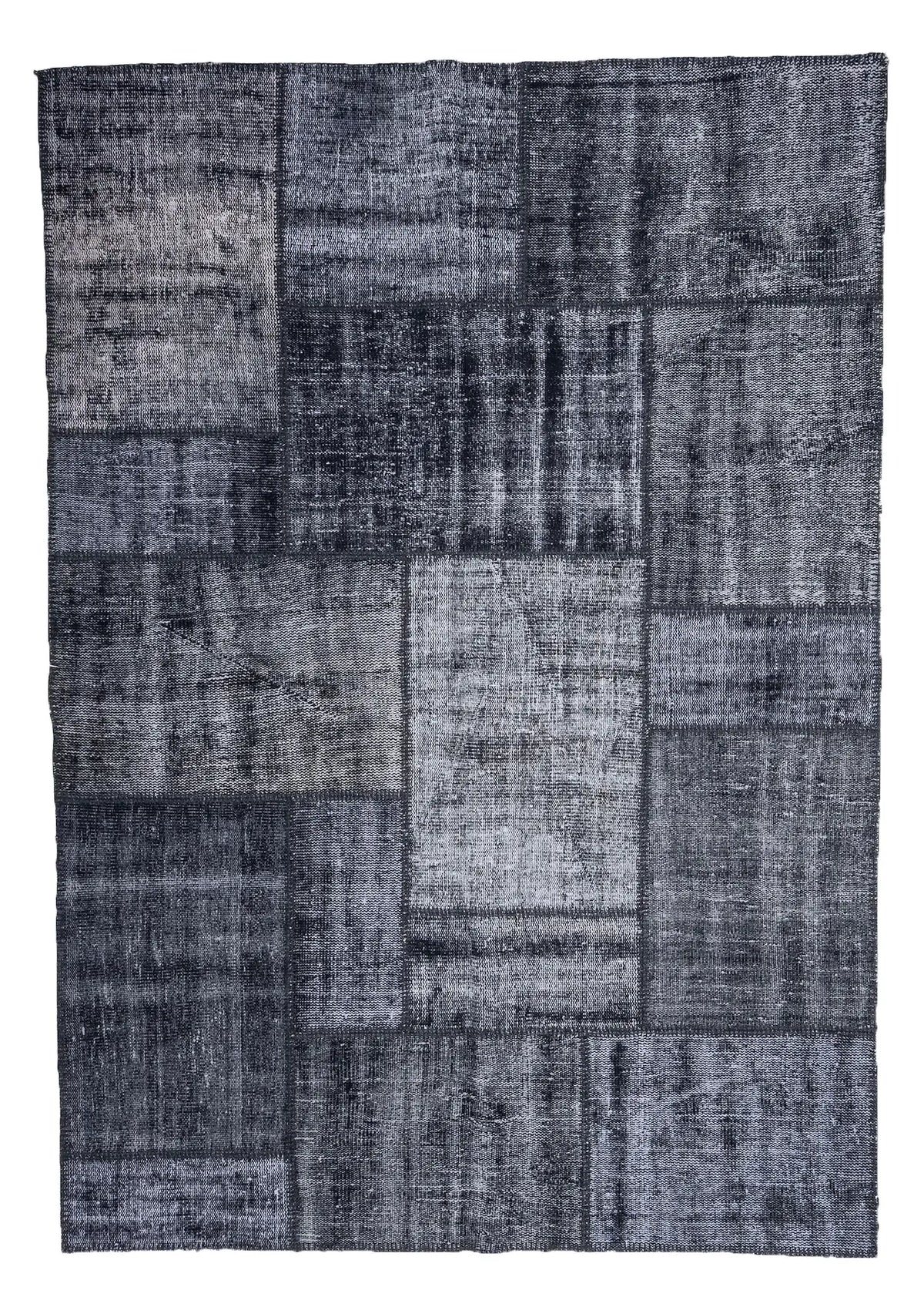 Blayse - Vintage Black Patchwork Rug - kudenrugs