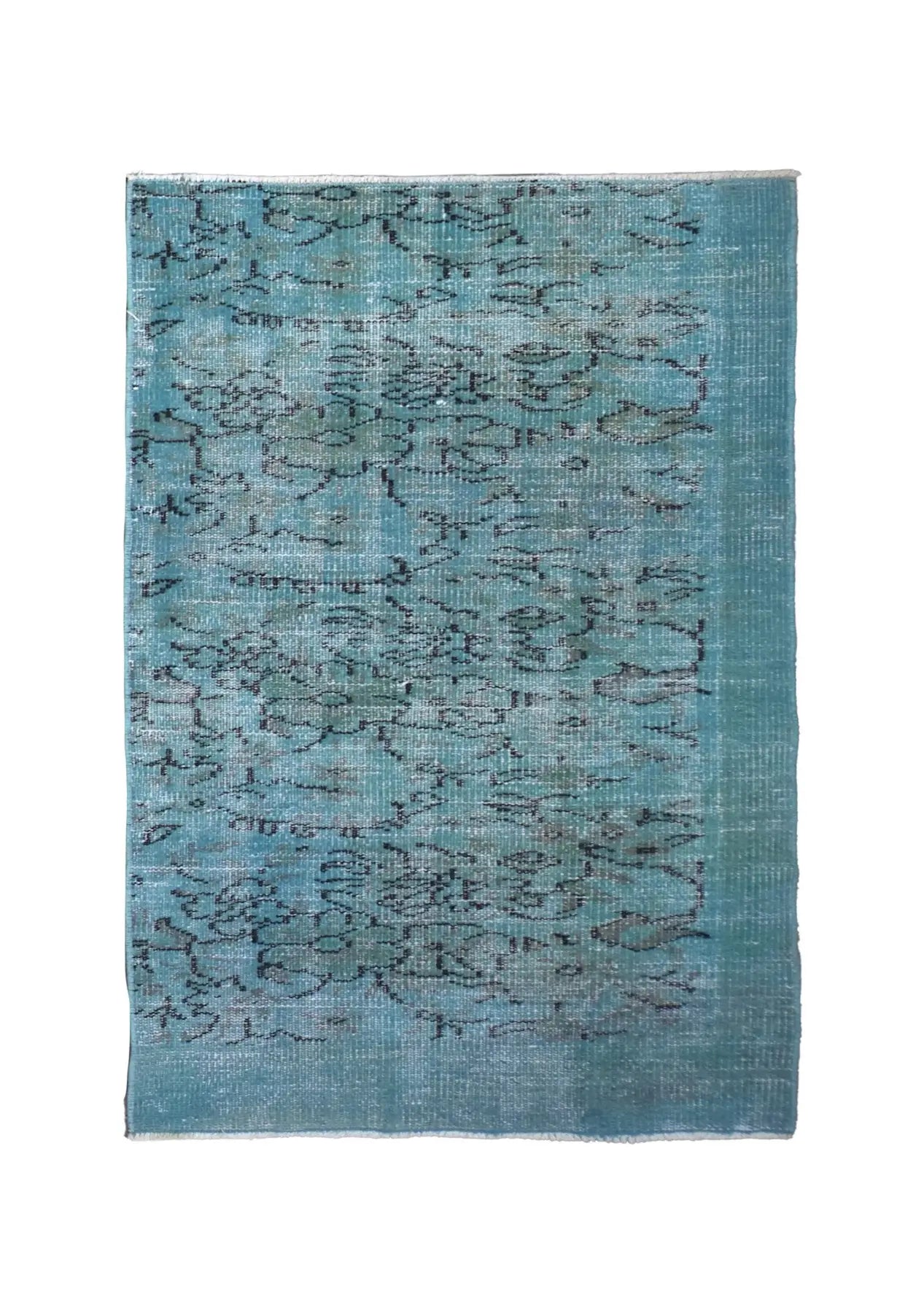 Aya - Vintage Blue Overdyed Rug - kudenrugs