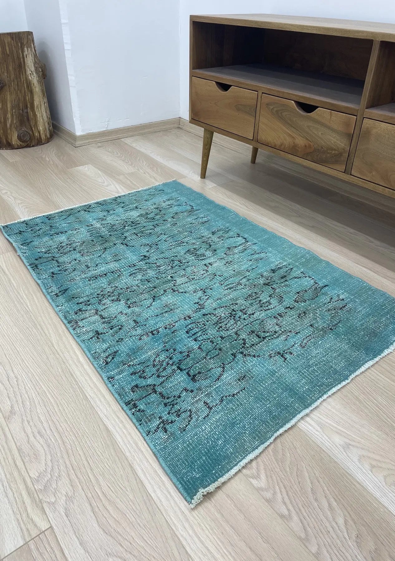 Aya - Vintage Blue Overdyed Rug - kudenrugs