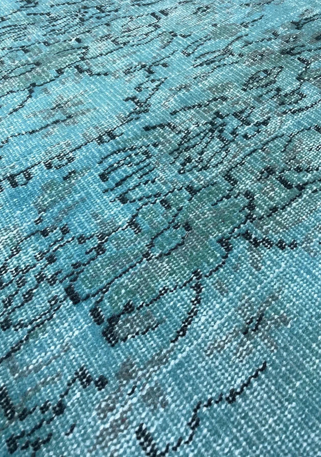 Aya - Vintage Blue Overdyed Rug - kudenrugs