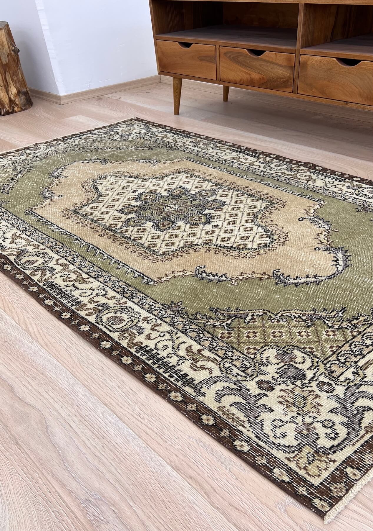 Bridget - Vintage Green Overdyed Rug - kudenrugs