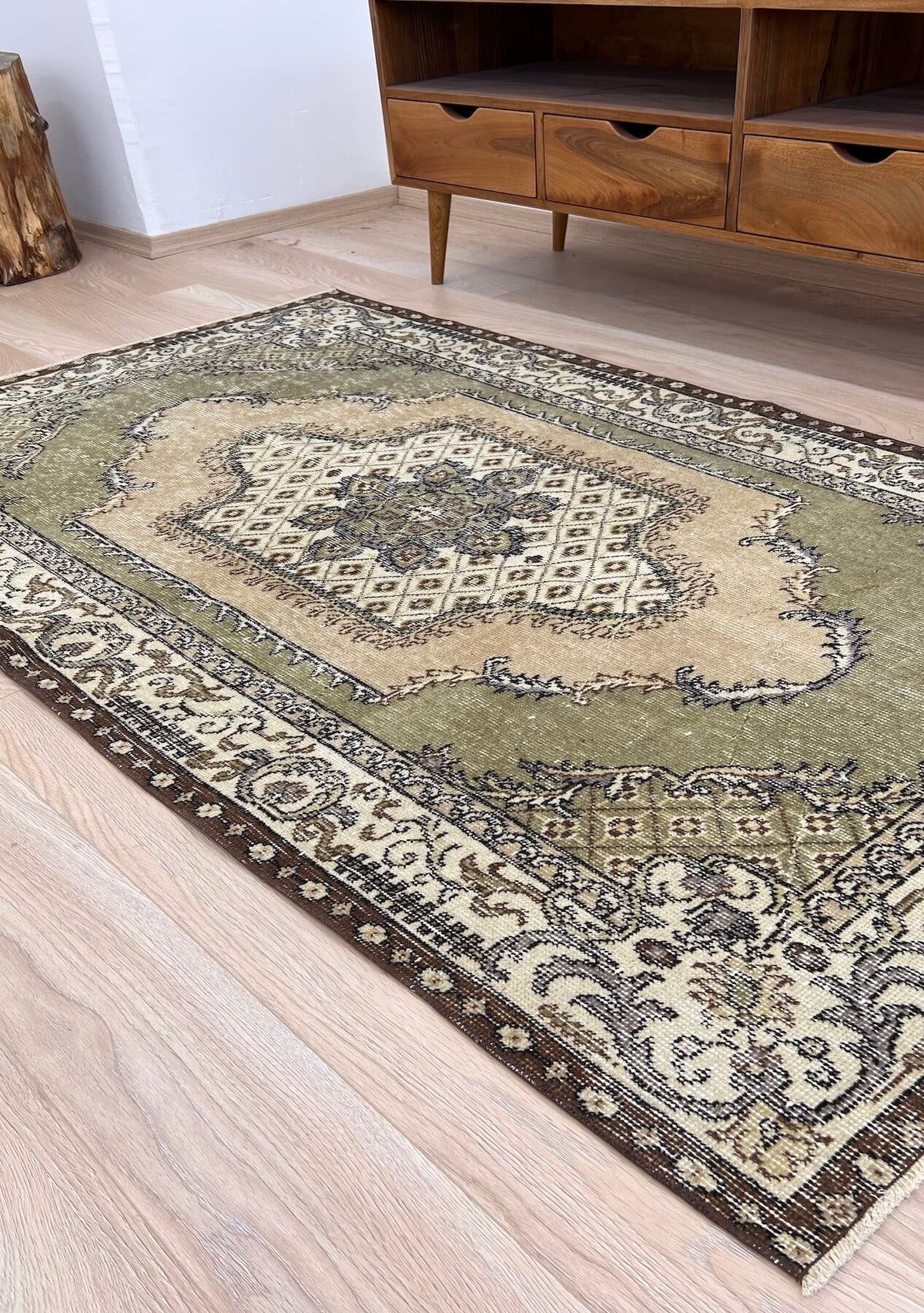 Bridget - Vintage Green Overdyed Rug - kudenrugs