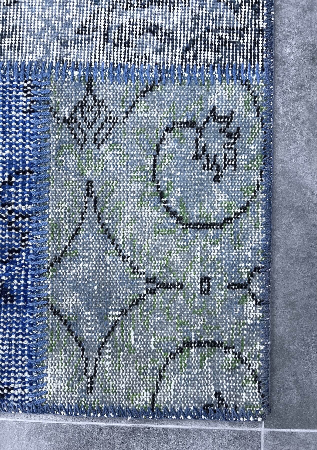 Brynn - Vintage Blue Patchwork Rug - kudenrugs