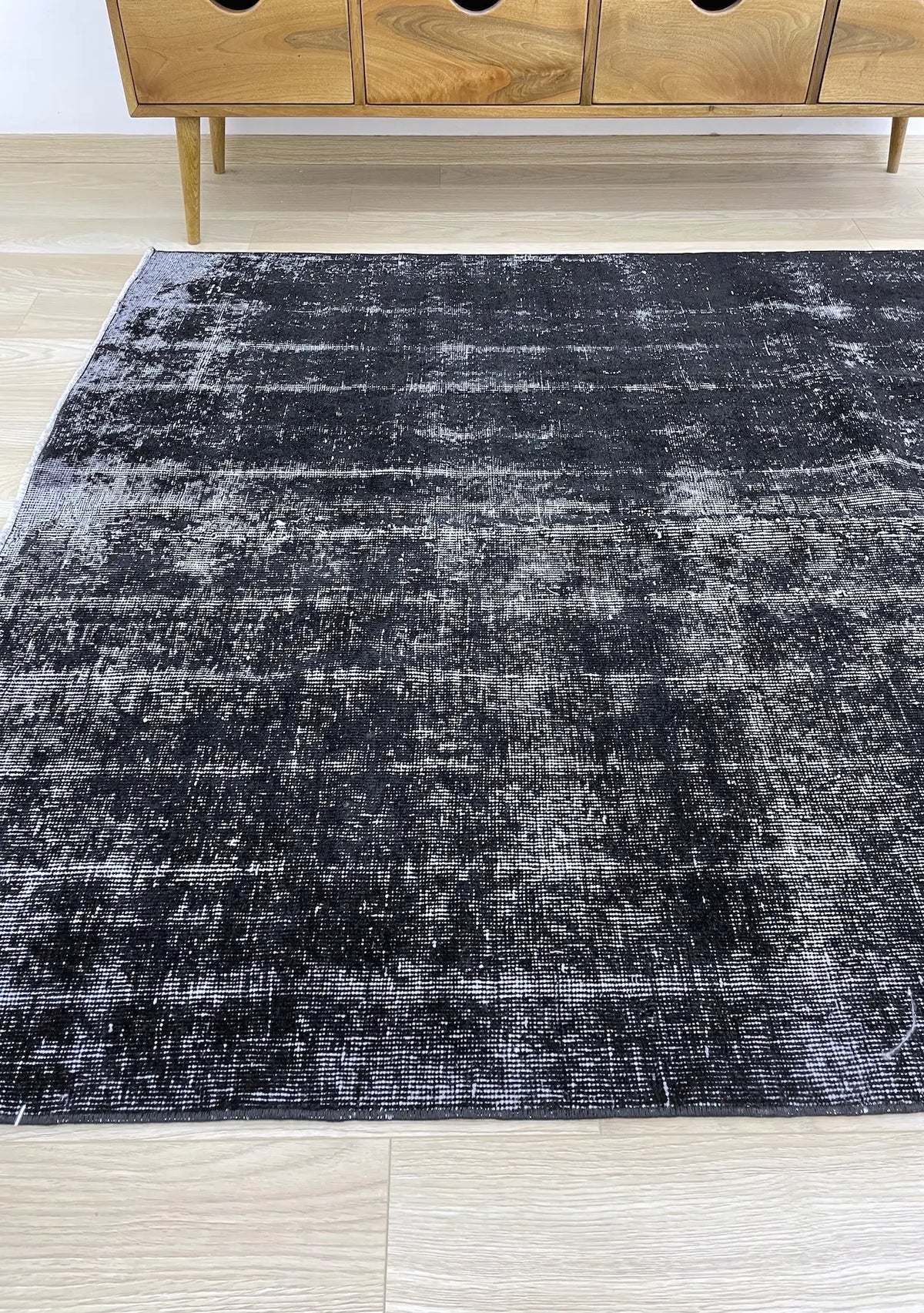 Caitlyn - Vintage Black Overdyed Rug - kudenrugs