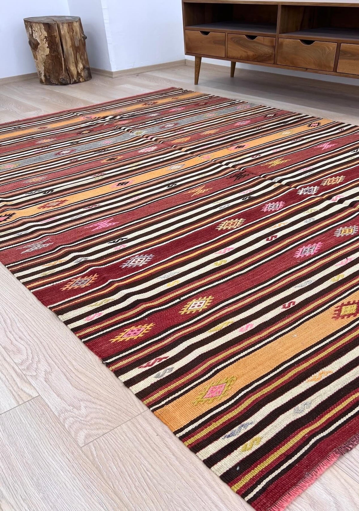 Carlee - Multi Color Turkish Kilim Rug - kudenrugs