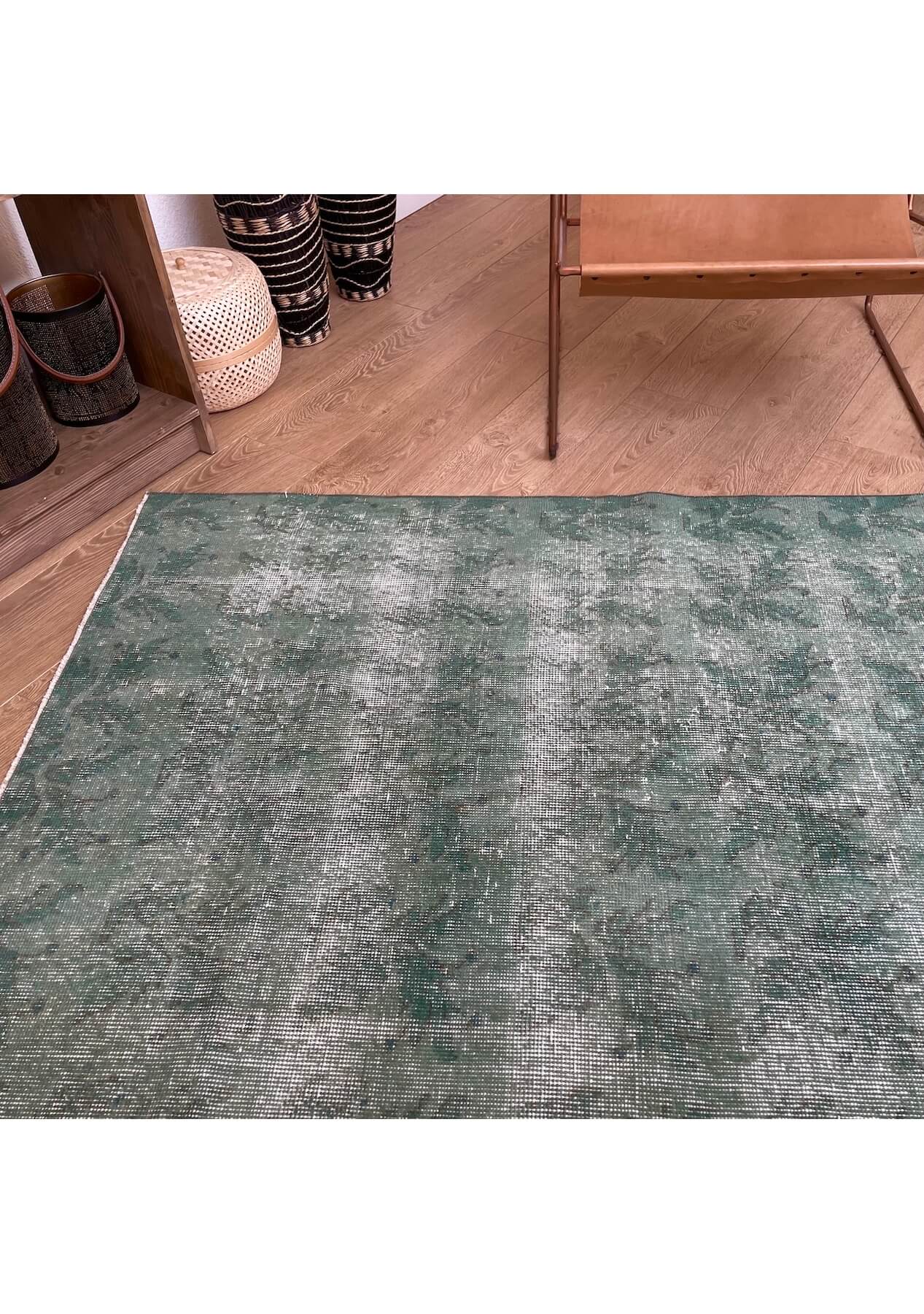 Deborah - Vintage Green Overdyed Rug - kudenrugs