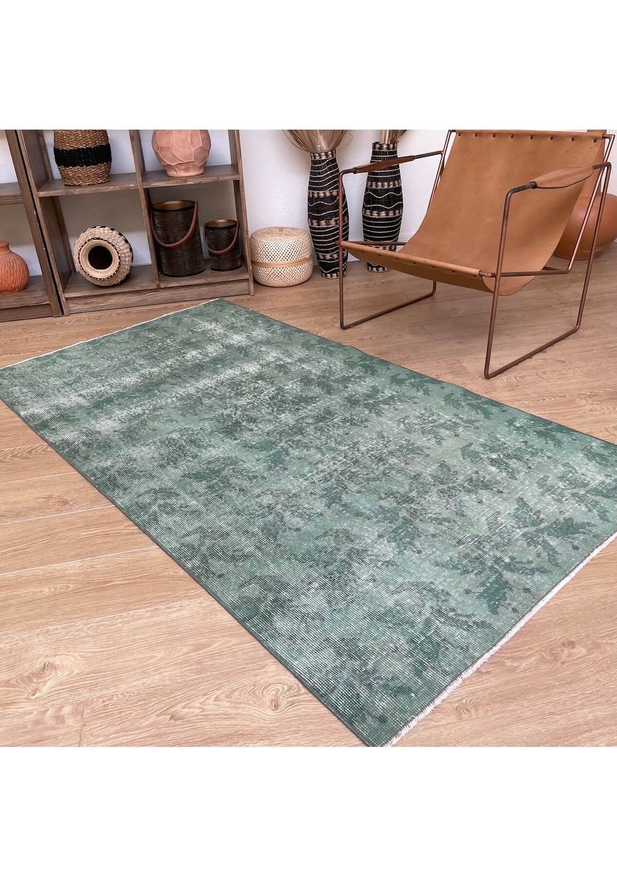 Deborah - Vintage Green Overdyed Rug - kudenrugs