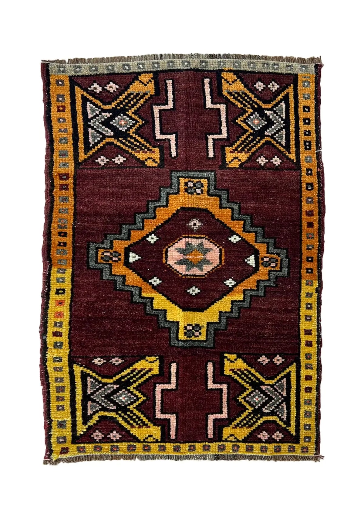 Delphi - Vintage Mini Brown Area Rug - kudenrugs