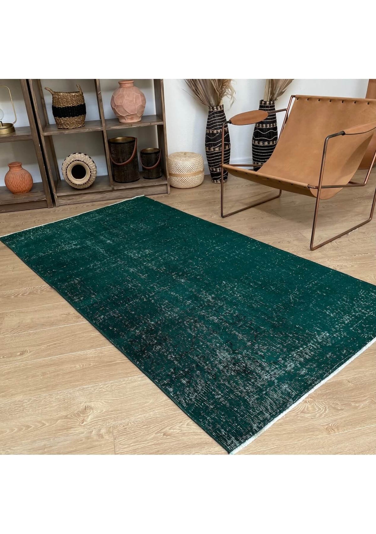 Donna - Vintage Green Overdyed Rug - kudenrugs