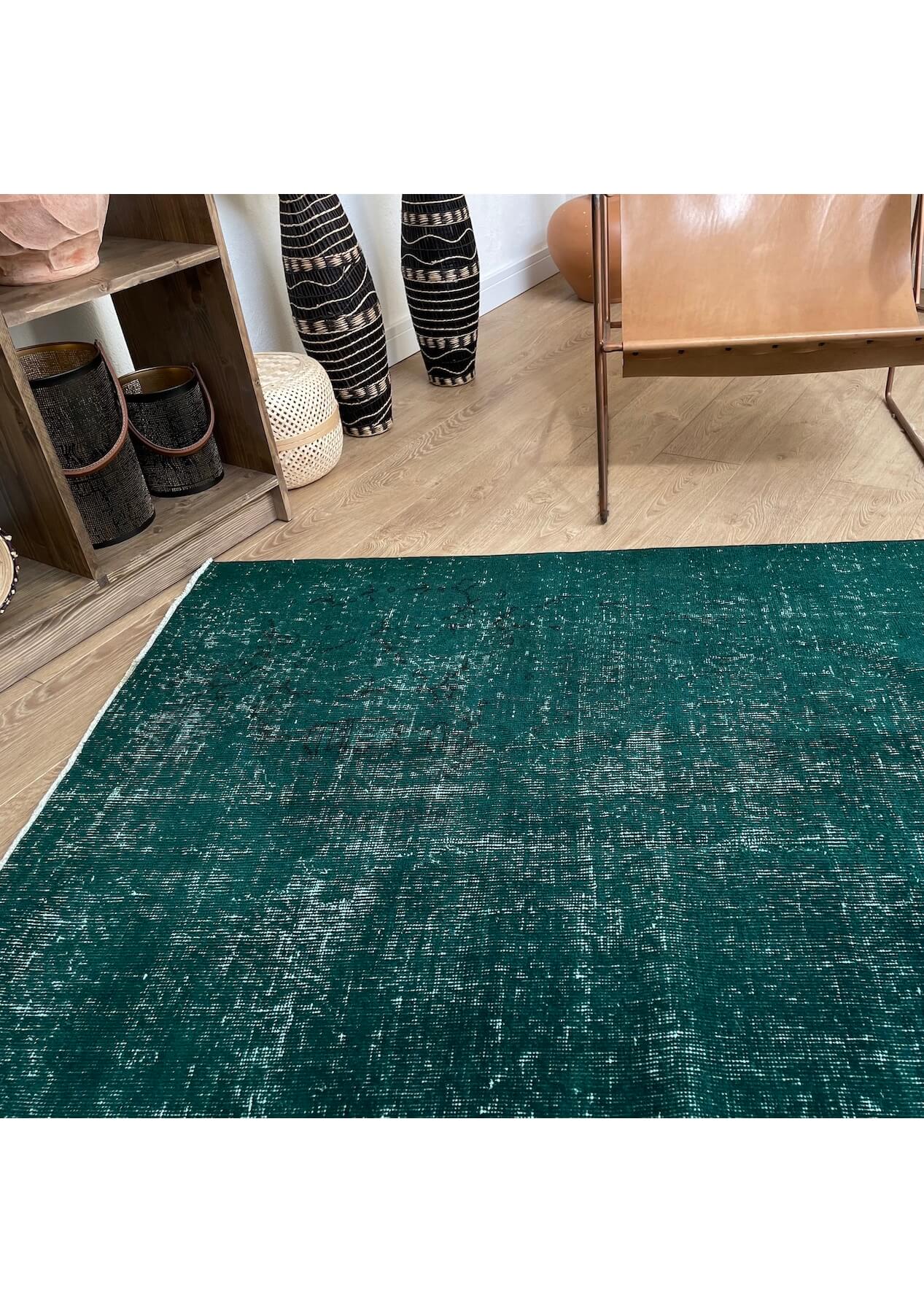 Donna - Vintage Green Overdyed Rug - kudenrugs