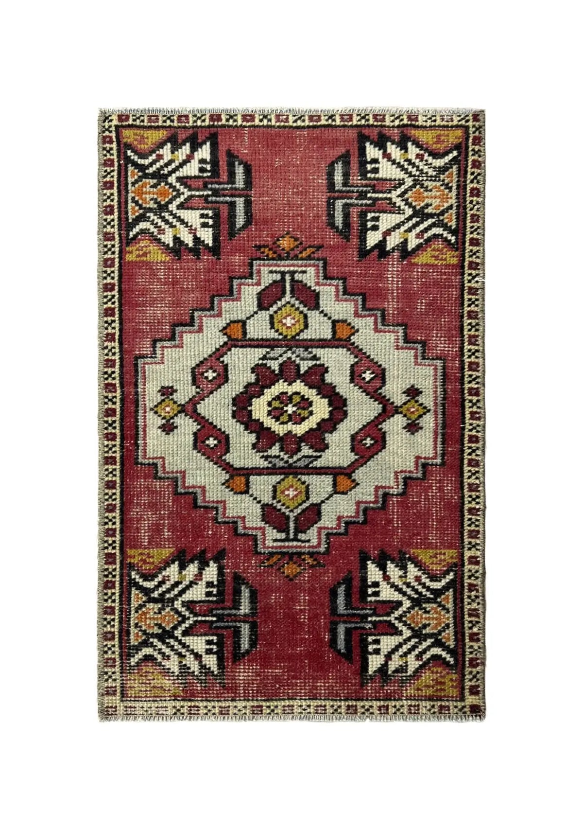 Earlene - Vintage Mini Red Area Rug - kudenrugs