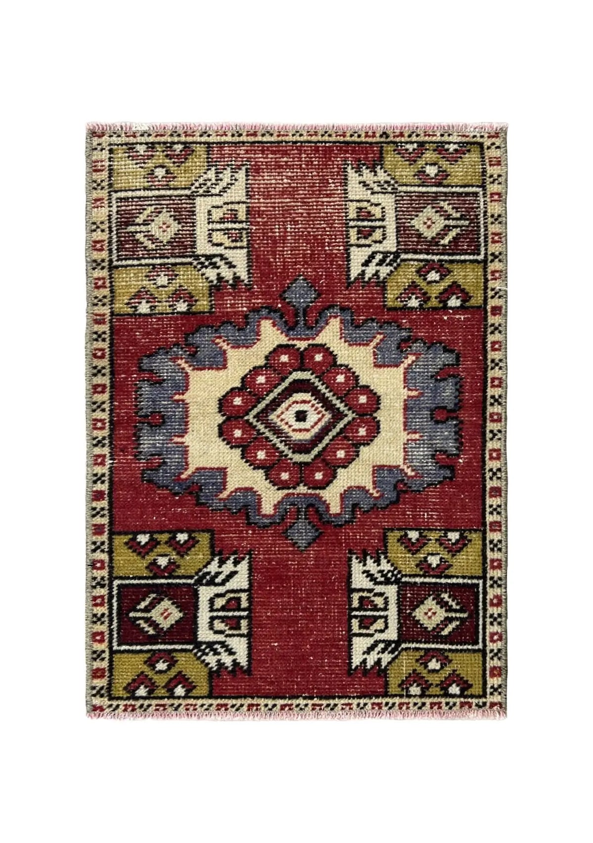 Ebony - Vintage Mini Red Area Rug - kudenrugs