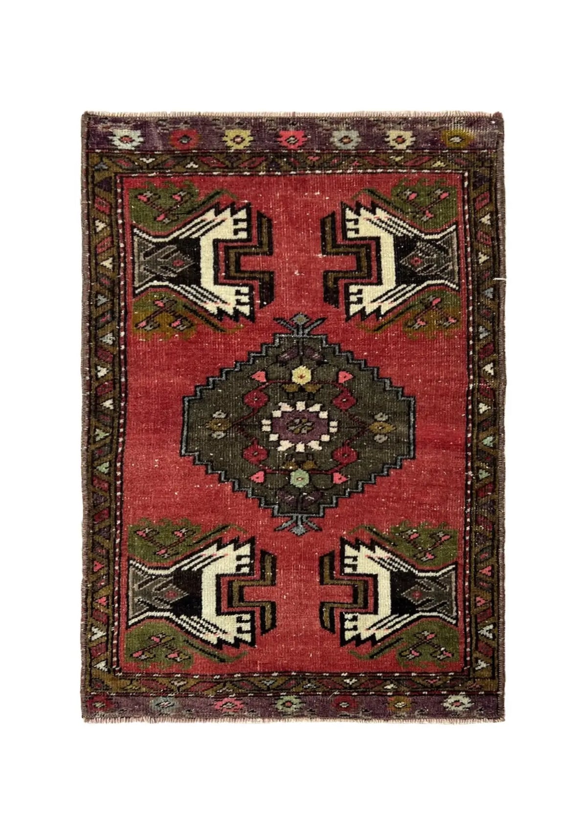 Efrosini - Vintage Mini Red Area Rug - kudenrugs