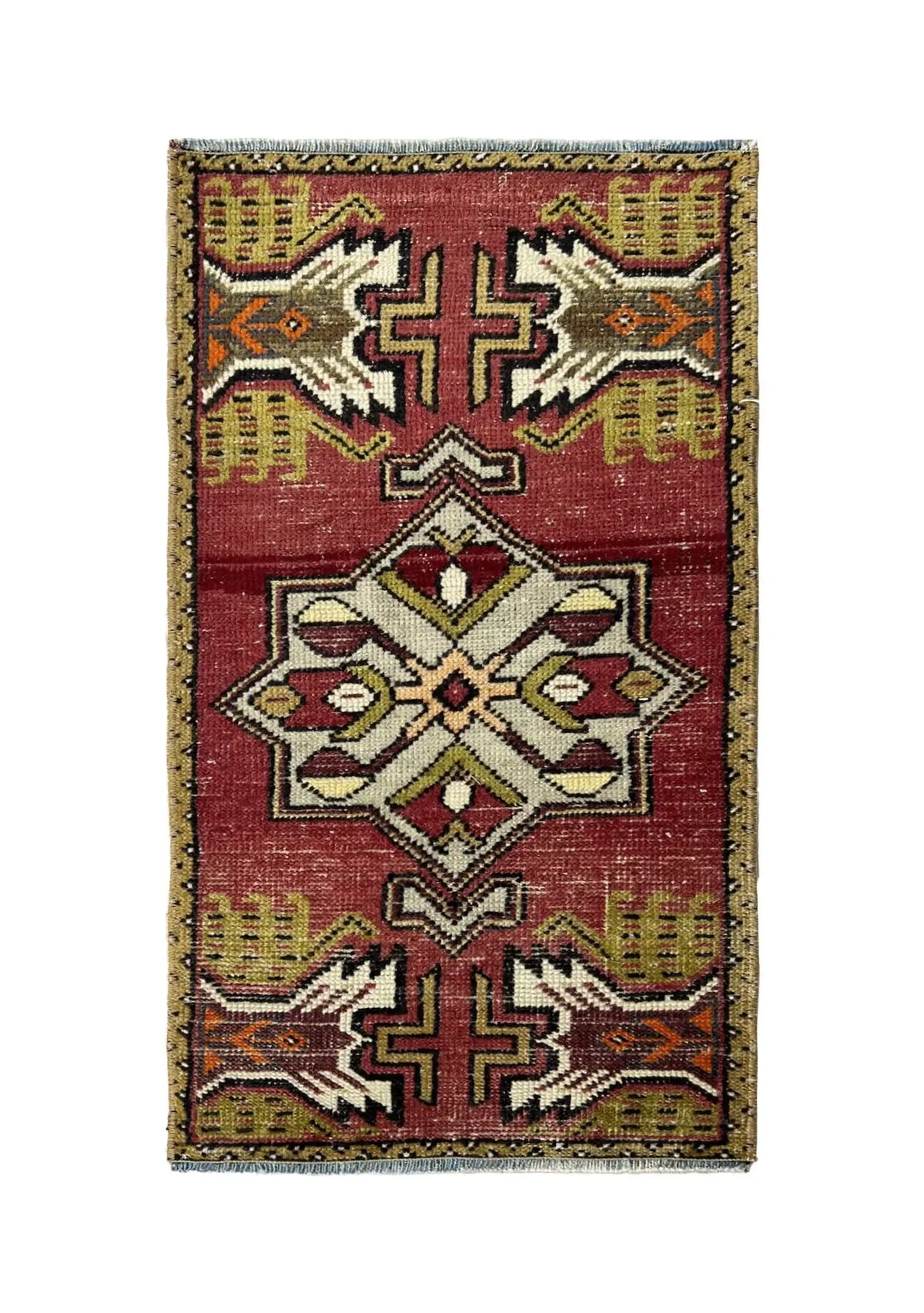 Eiline - Vintage Mini Red Area Rug - kudenrugs