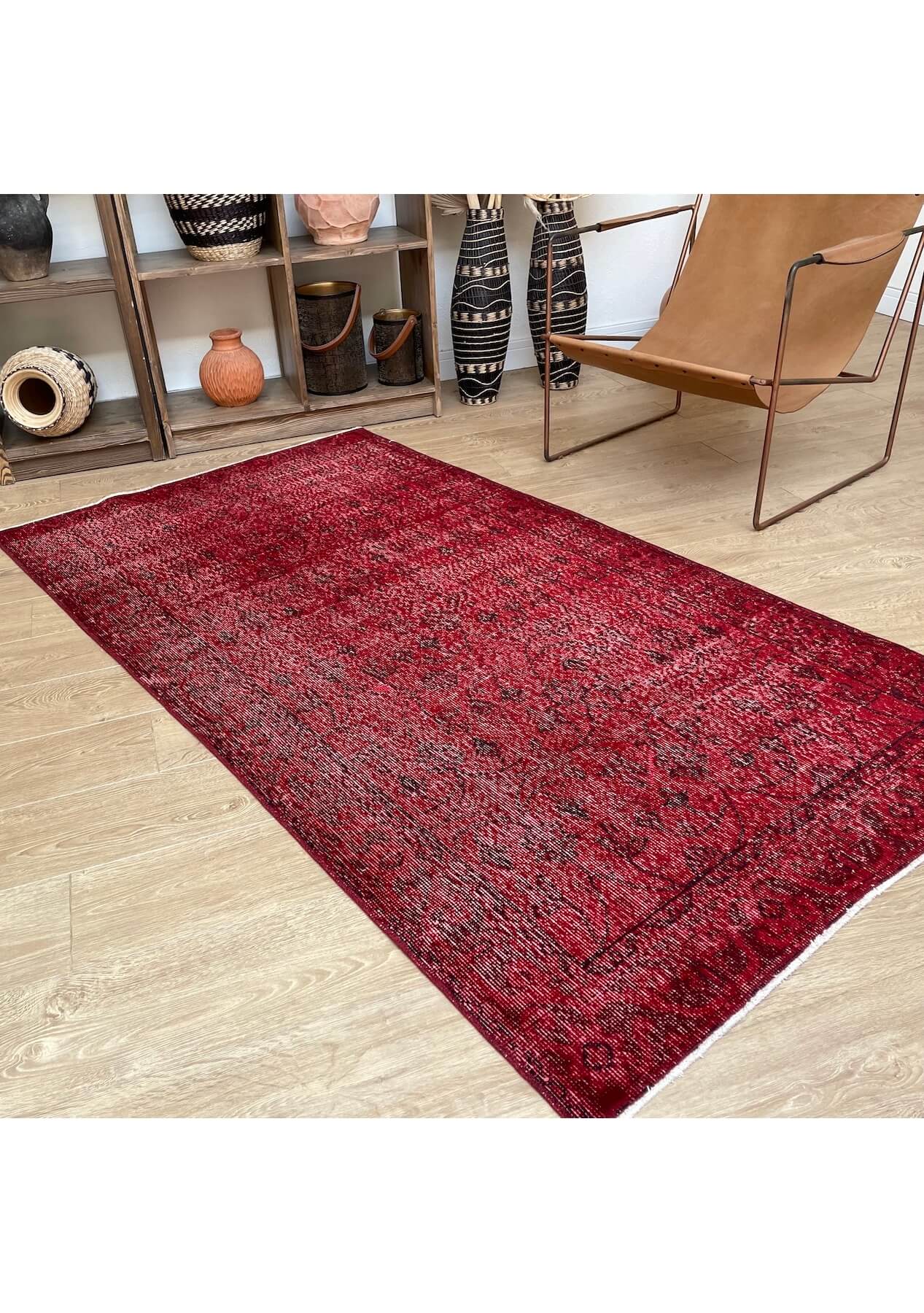 Elle - Vintage Red Overdyed Rug - kudenrugs