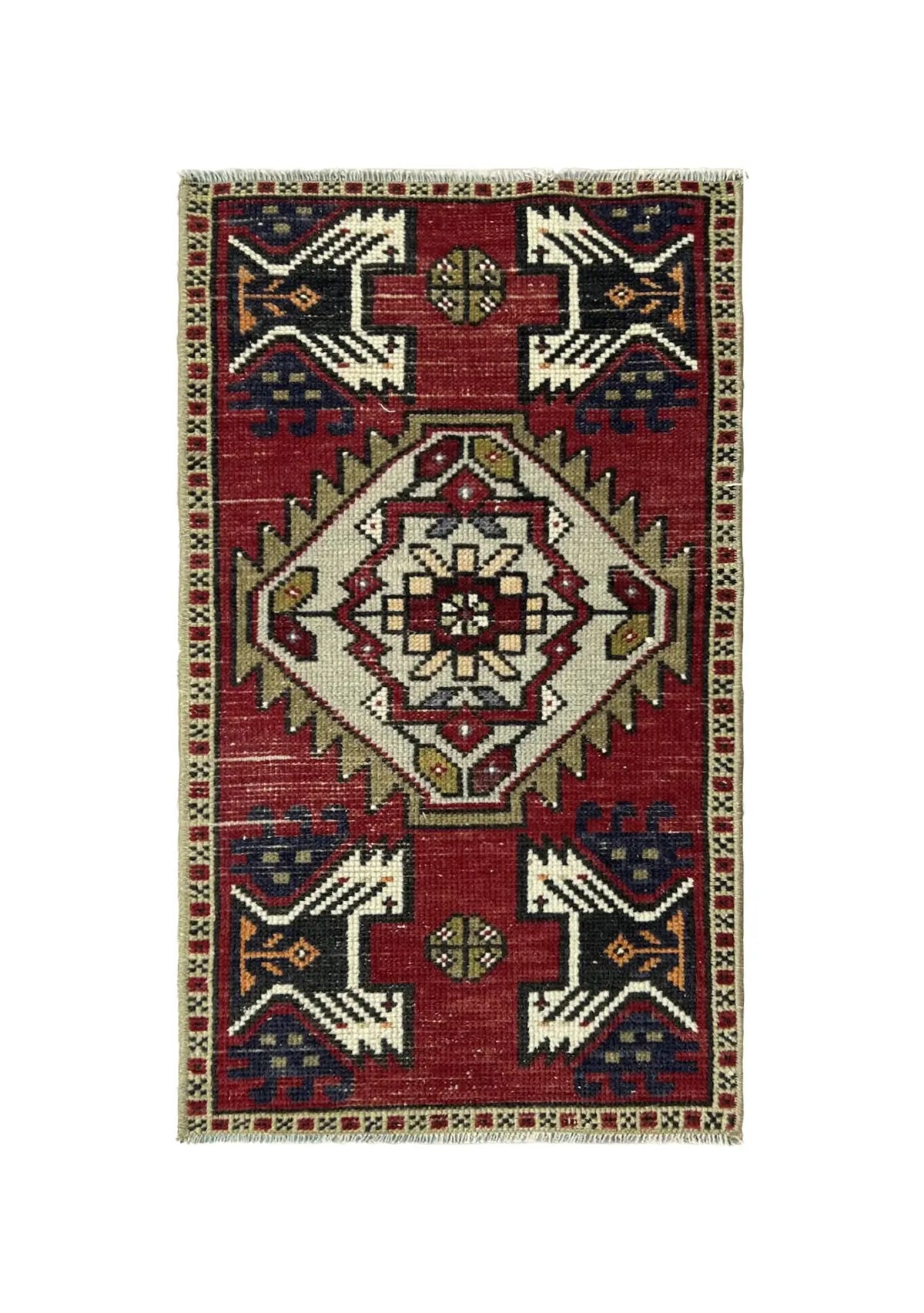 Ellenor - Vintage Mini Red Area Rug - kudenrugs