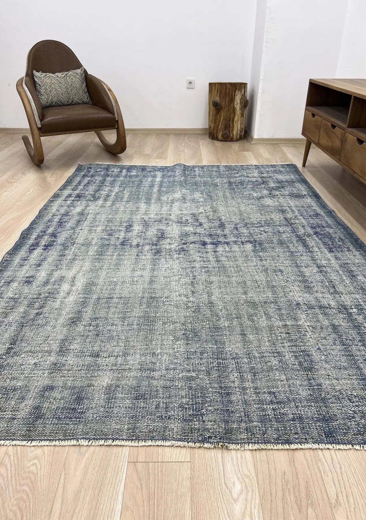 Ellianna - Vintage Blue Overdyed Rug - kudenrugs