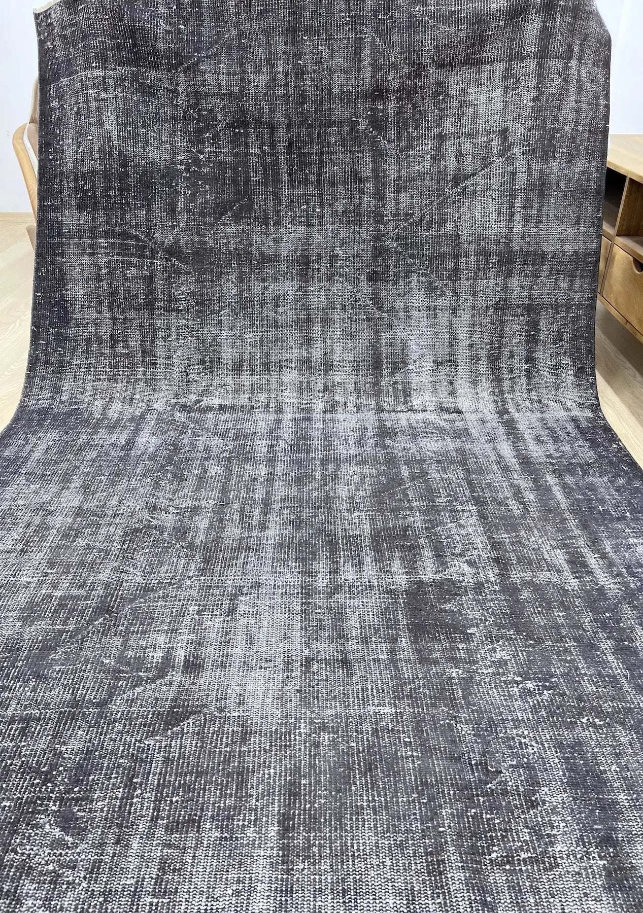 Estella - Vintage Black Overdyed Rug - kudenrugs