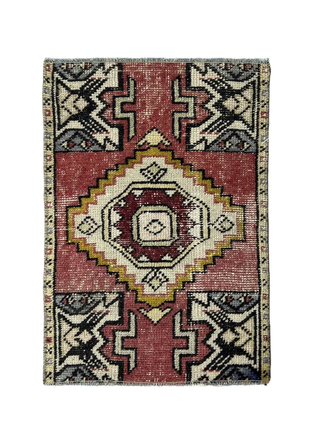 Eszter - Vintage Mini Red Area Rug - kudenrugs
