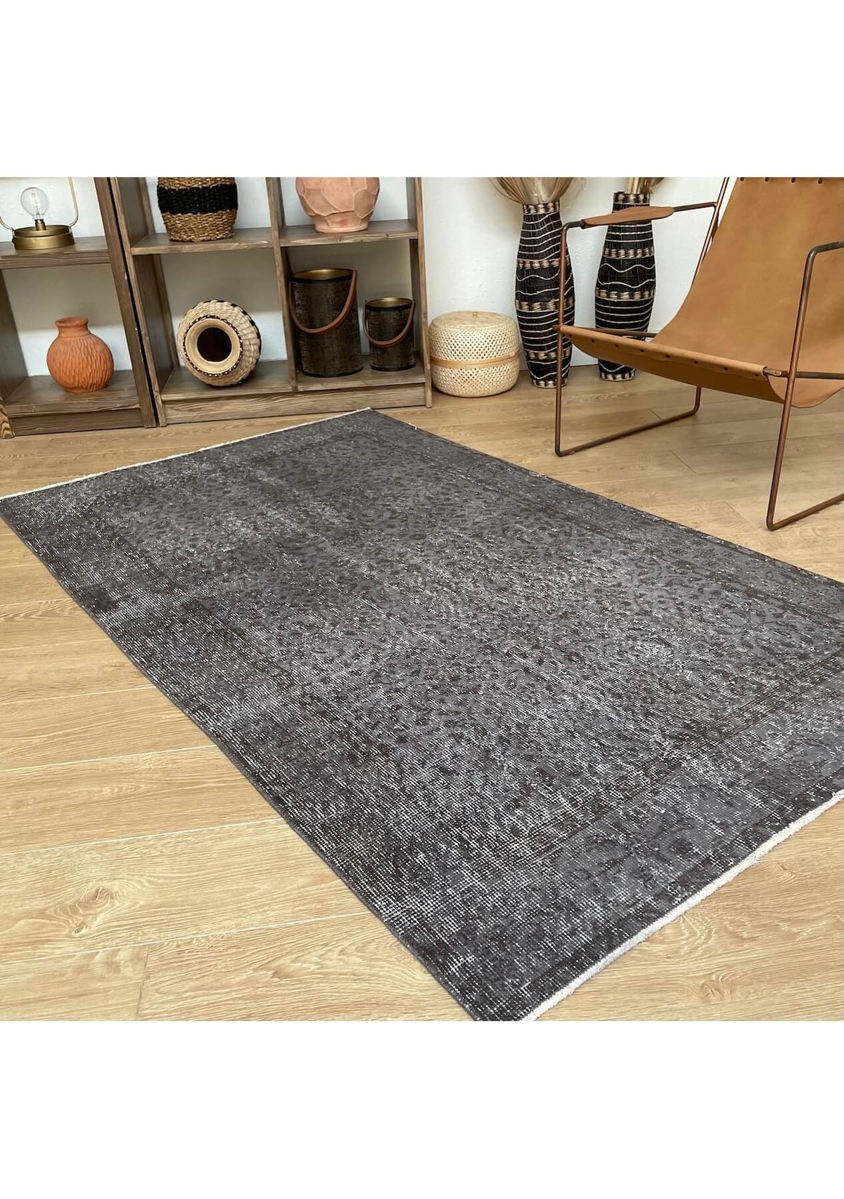 Ethel - Vintage Gray Overdyed Rug - kudenrugs