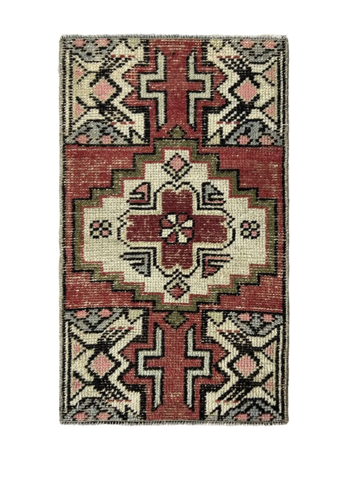 Ettie - Vintage Mini Red Area Rug - kudenrugs