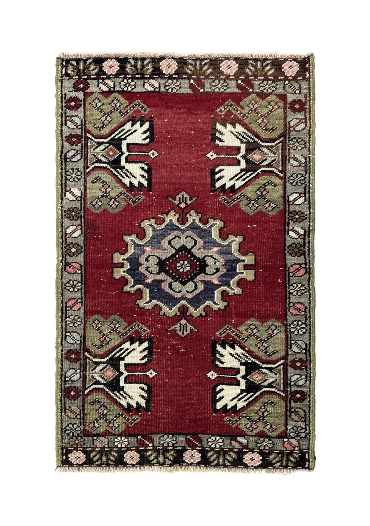 Eveleen - Vintage Mini Red Area Rug - kudenrugs