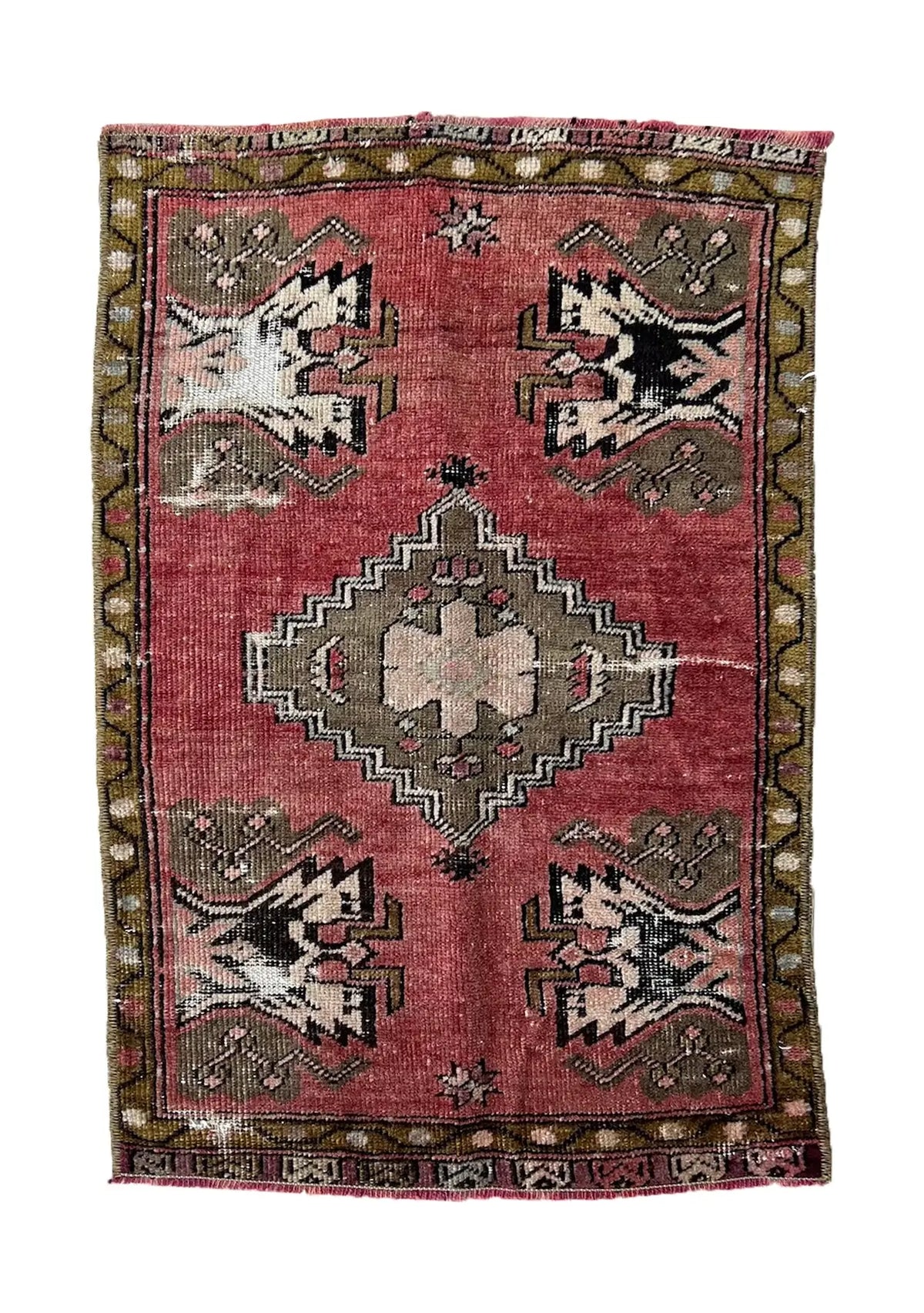 Flossie - Vintage Mini Pink Area Rug - kudenrugs