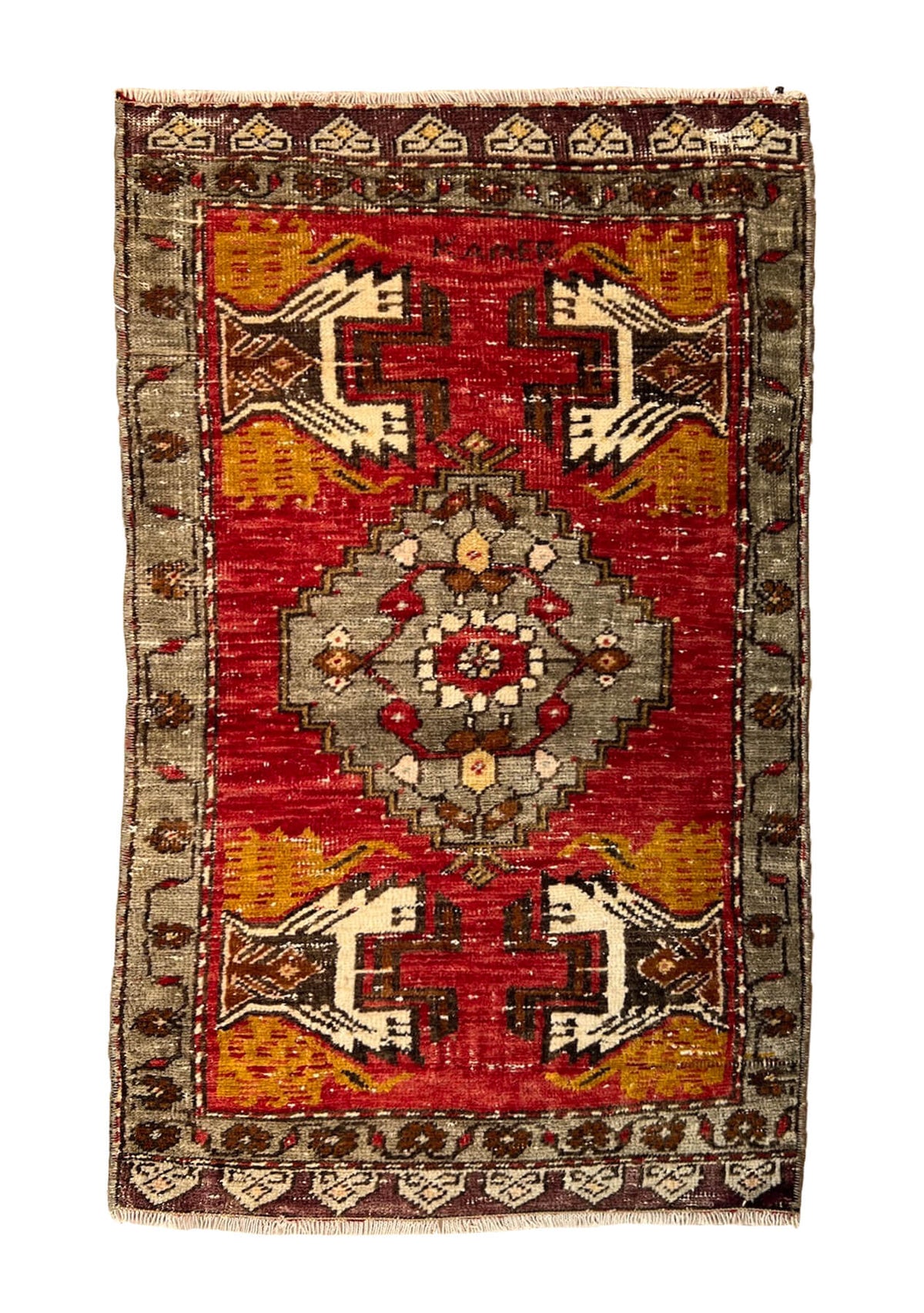 Francis - Vintage Mini Red Area Rug - kudenrugs
