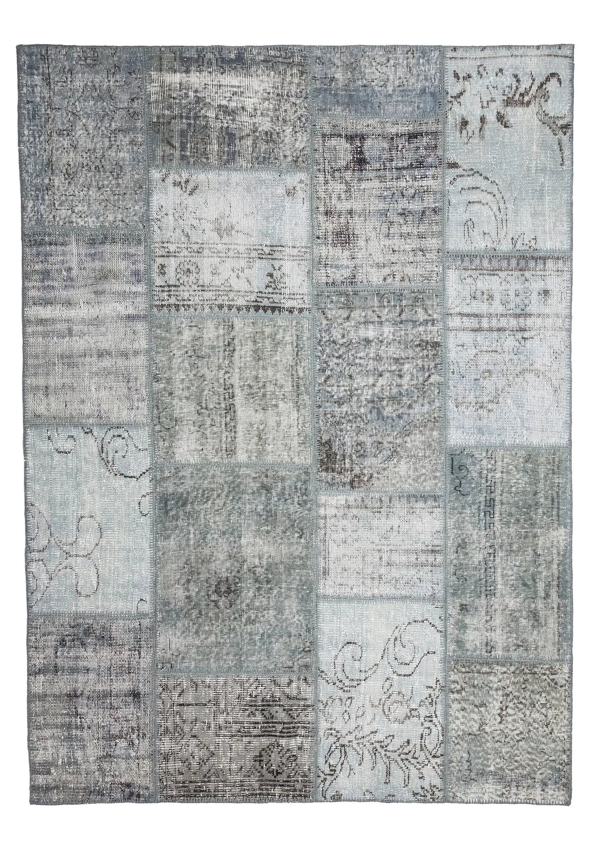 Friedah - Vintage Blue Patchwork Rug - kudenrugs