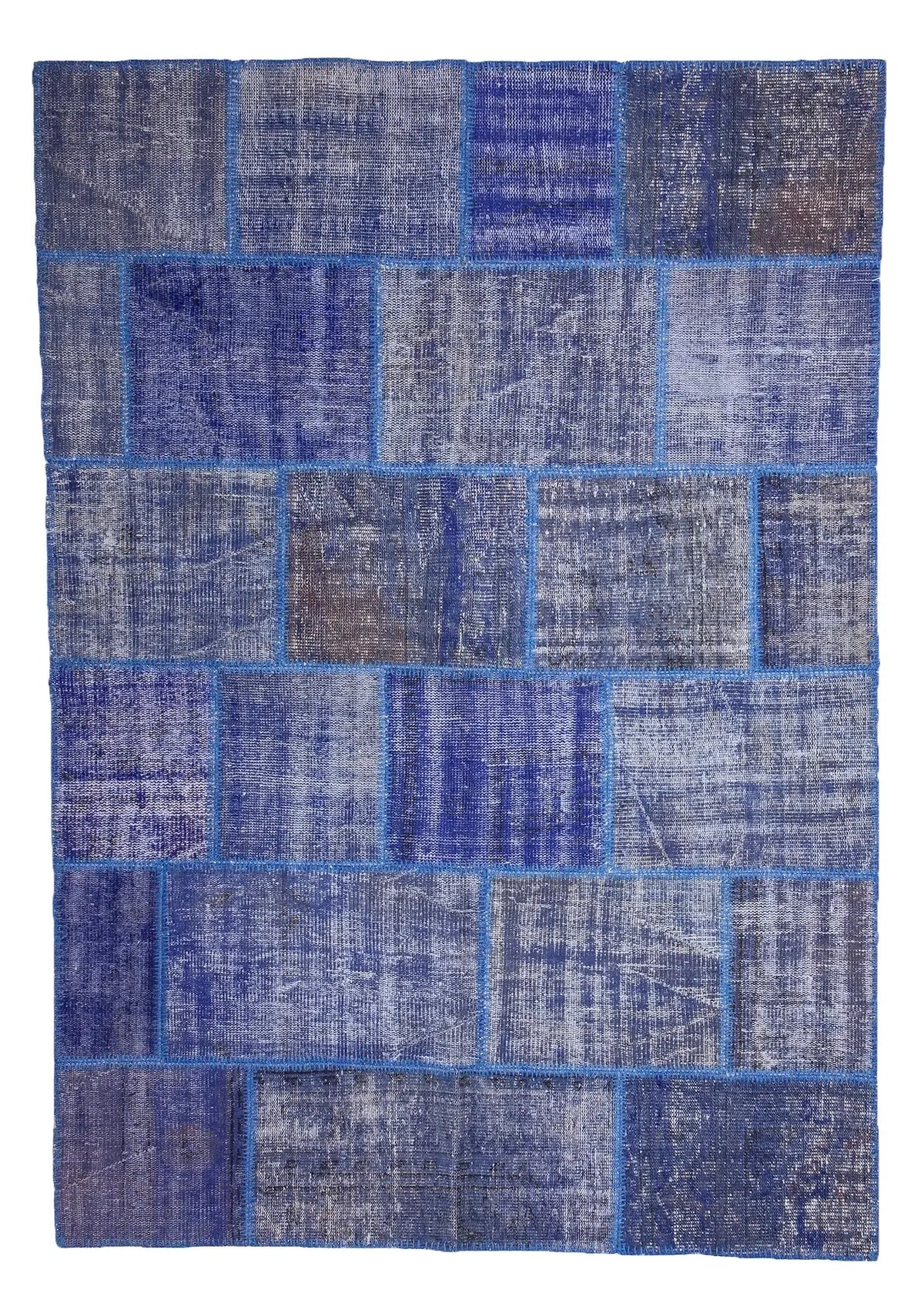 Fulvia - Vintage Navy Blue Patchwork Rug - kudenrugs