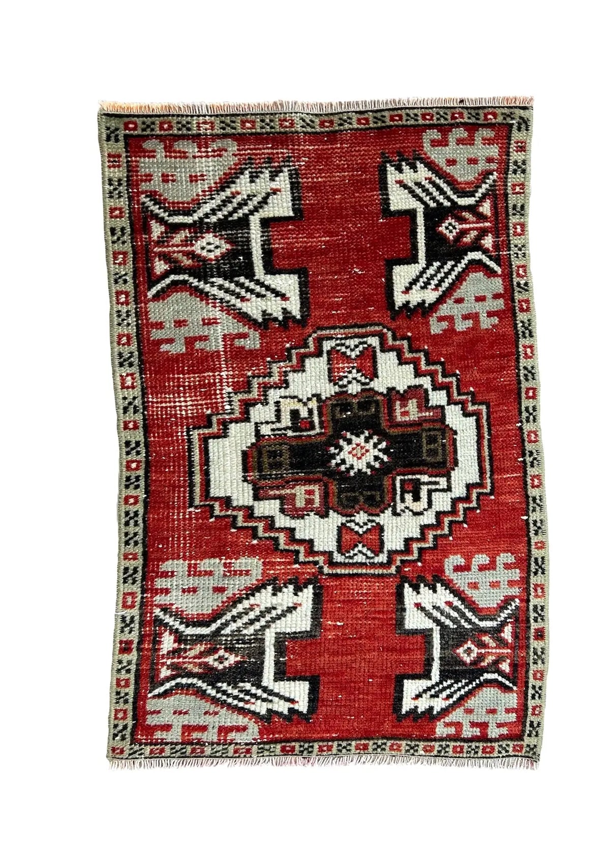 Geanna - Vintage Mini Red Area Rug - kudenrugs