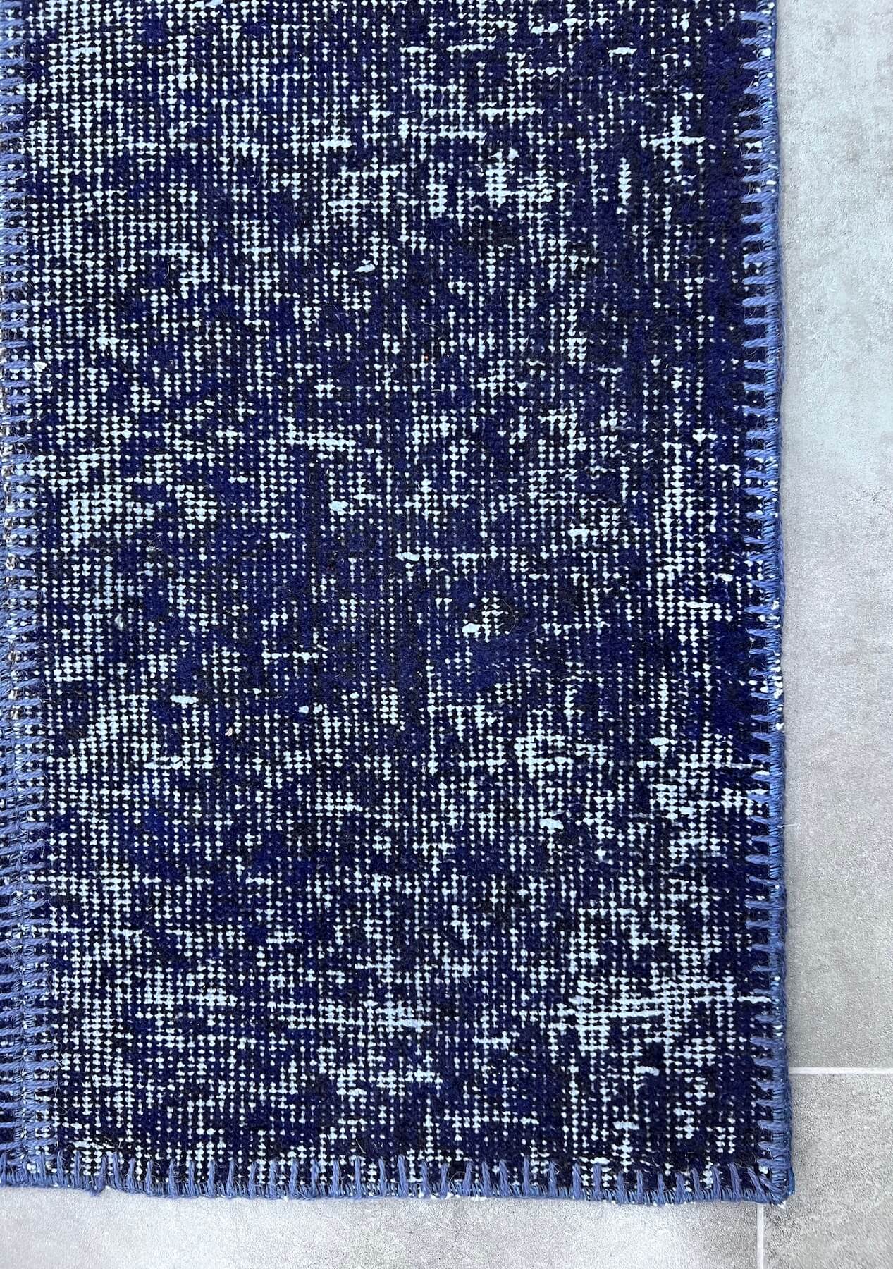 Giovanna - Vintage Navy Blue Patchwork Rug - kudenrugs