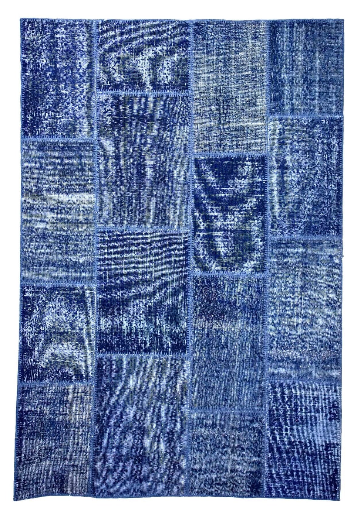 Giovanna - Vintage Navy Blue Patchwork Rug - kudenrugs