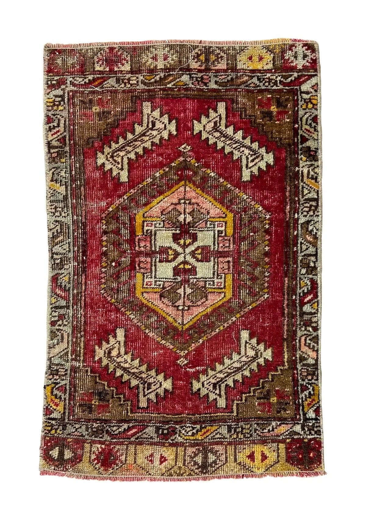 Grishma - Vintage Mini Red Area Rug - kudenrugs