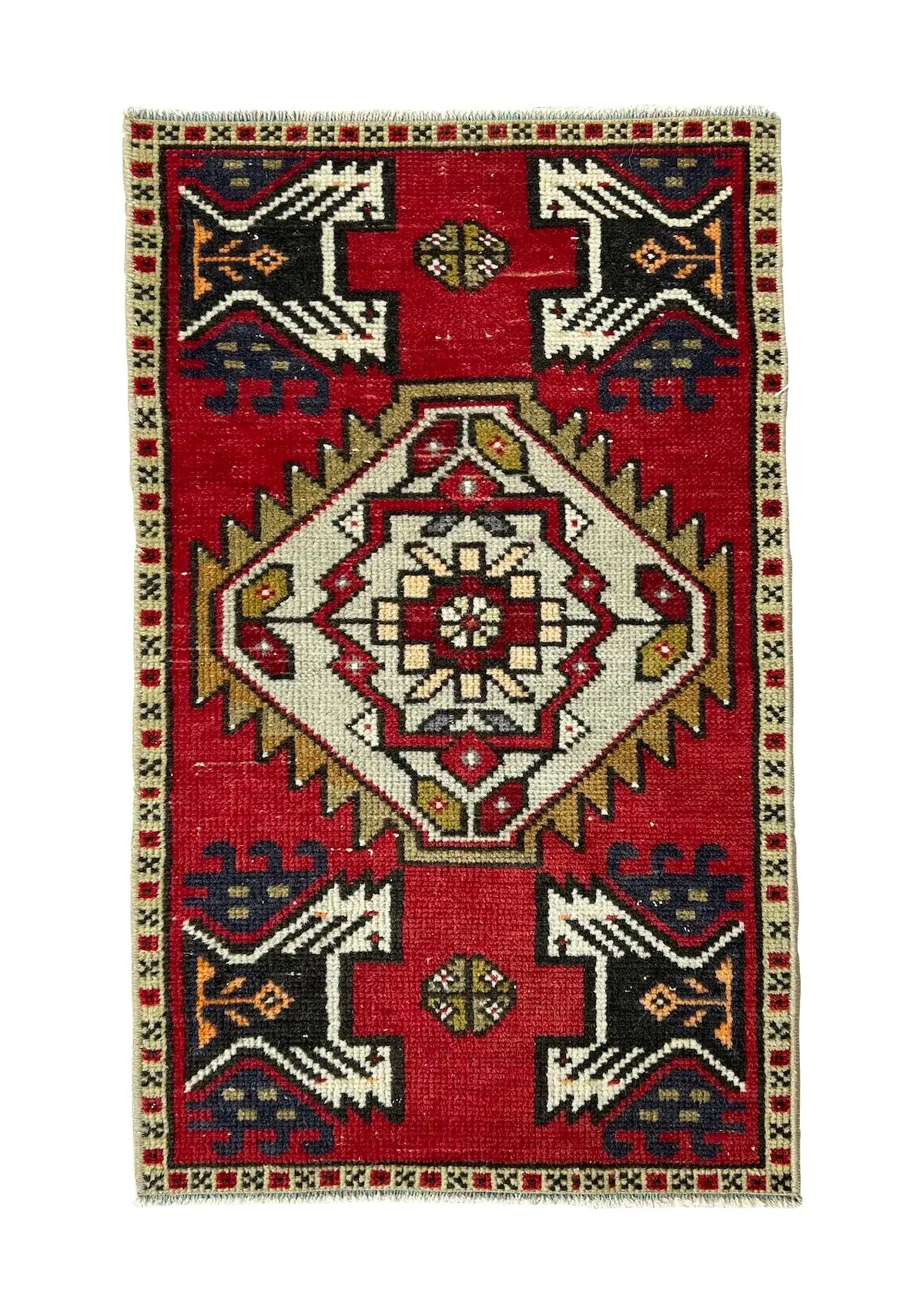 Gurgian - Vintage Mini Red Area Rug - kudenrugs